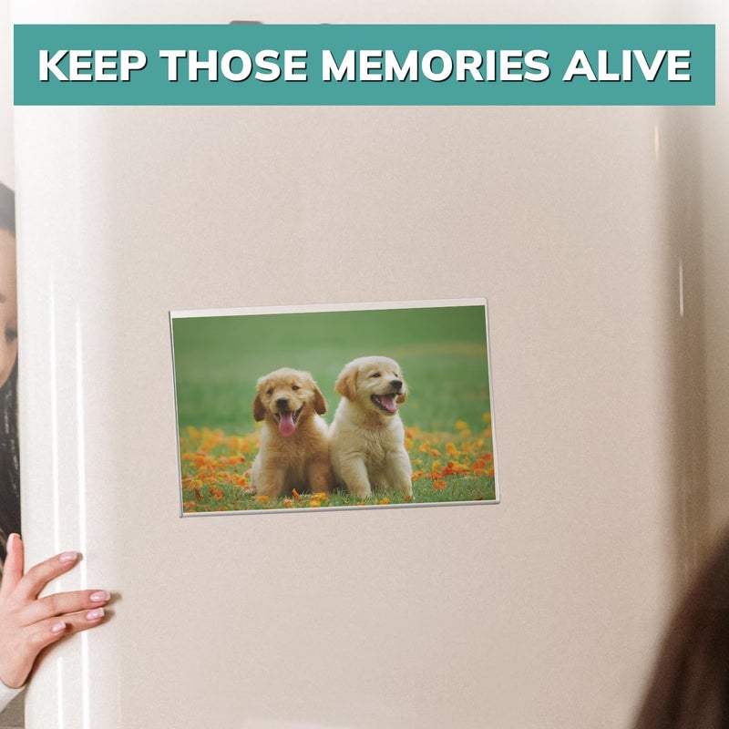 pbf PHOTO BOOTH FRAMES pbf 6x4 Magnetic Picture Frames for Refrigerator | 6 x 4 Clear Magnetic Acrylic Frames | Magnetic Photo Holders for Fridge, Locker, Photo Board, Art Display, Sign Holder (10-Pack) - Image 3